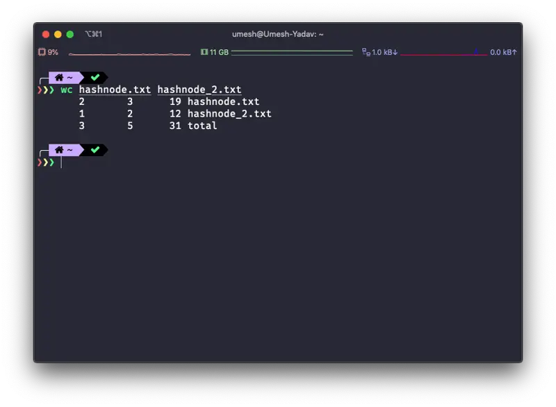 Word counts for multiple input files