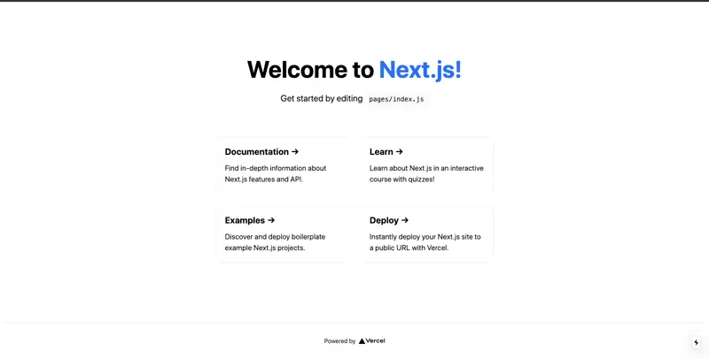 Next.js application running on localhost port 8080