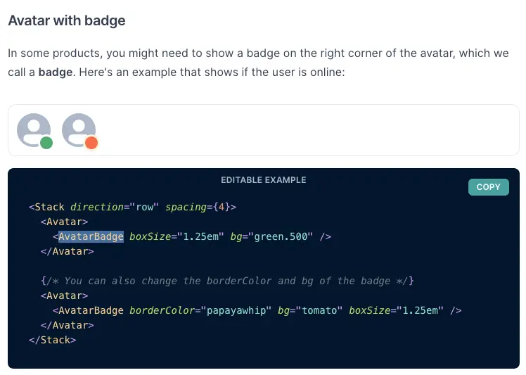 Chakra UI AvatarBadge example