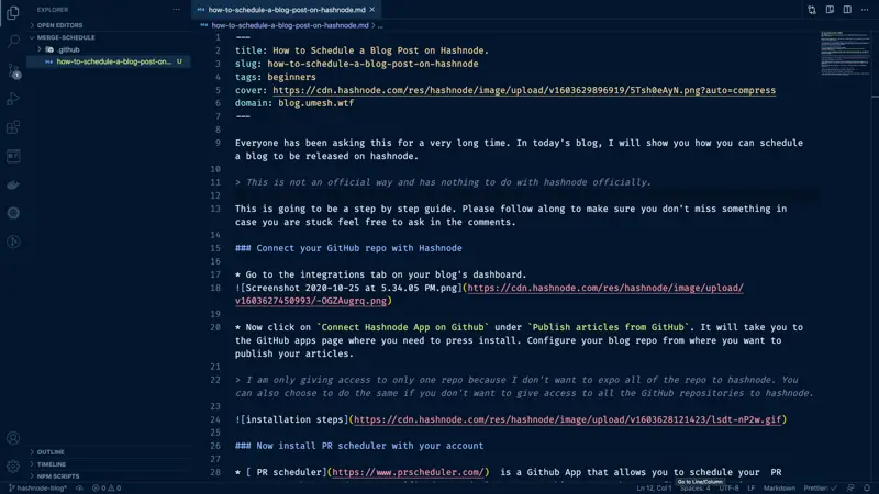 Pull request containing a draft Hashnode article