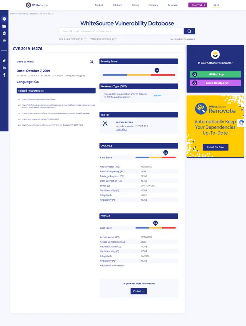 Severity and technical details for CVE-2019-16276