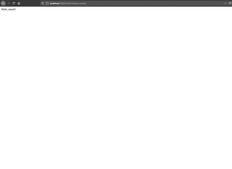Go hello endpoint rendering a name query parameter
